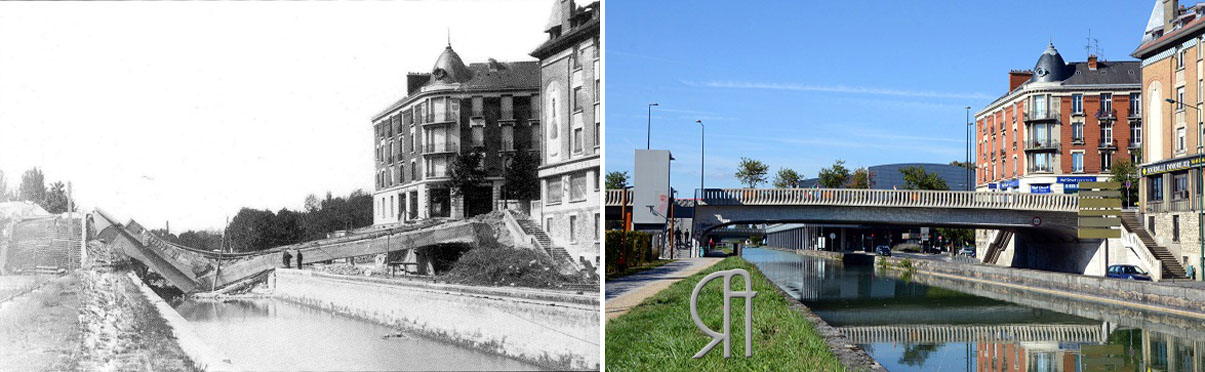 Le Pont de Vesle en 1940 et en 1944
