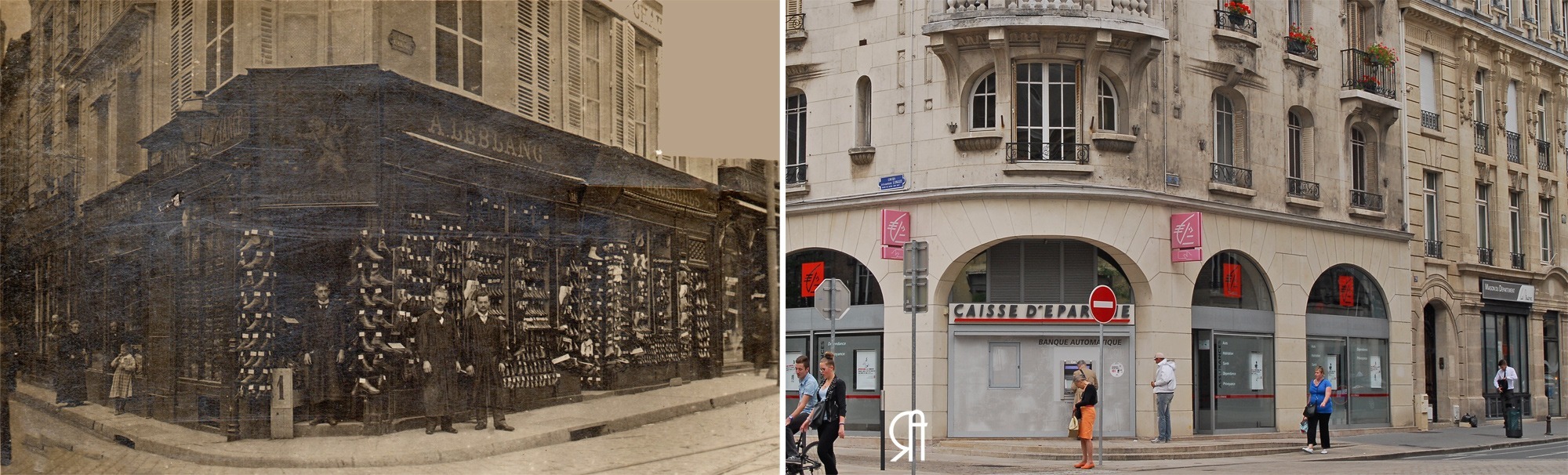 La rue Carnot et le magasin de chaussures « Le Chat Perçant »