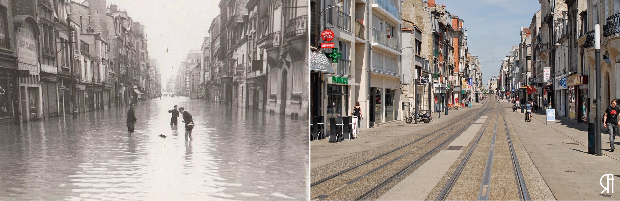 Inondation dans la rue de Vesle