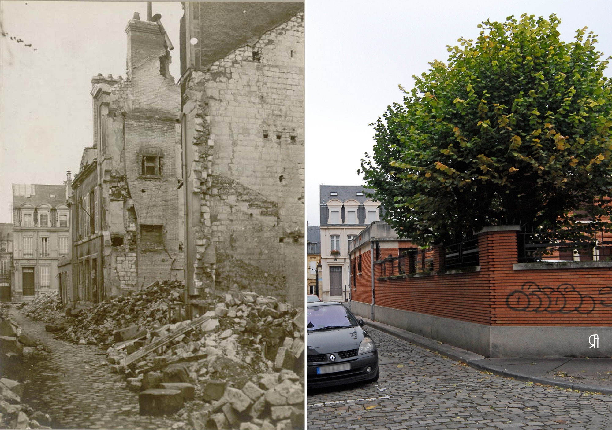 Rue Saint-Yon, au fond, la rue Eugène Desteuque