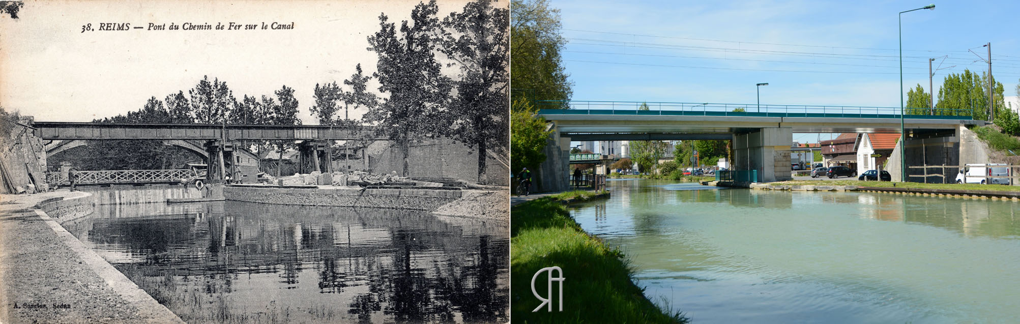 La Coulée Verte, entre Vesle et canal