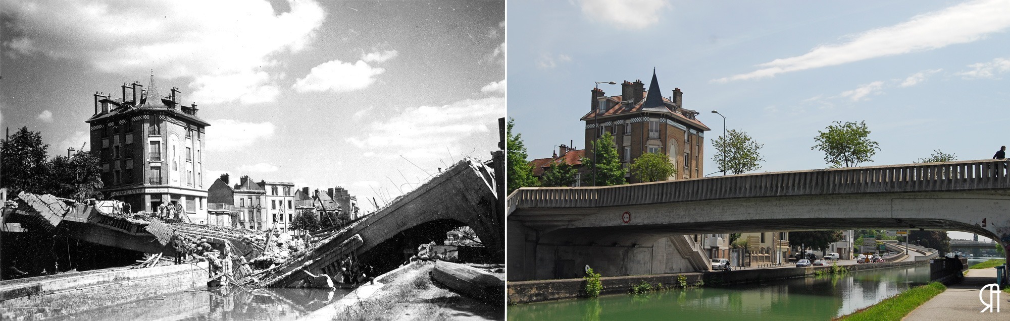 Le Pont de Vesle le 11 juin 1940 et le 29 août 1944
