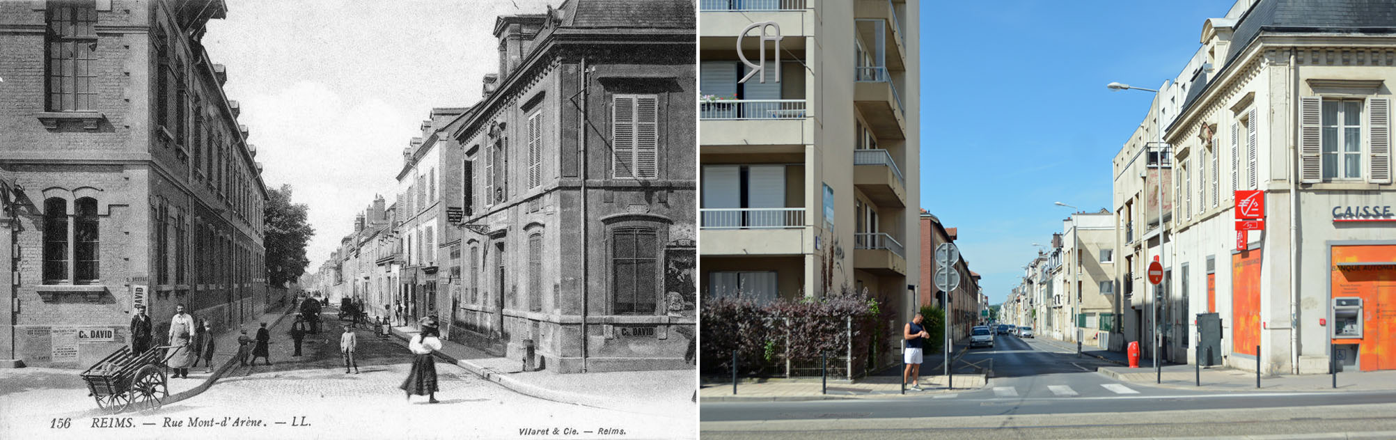 La rue du Mont d’Arène vue de l’avenue de Laon