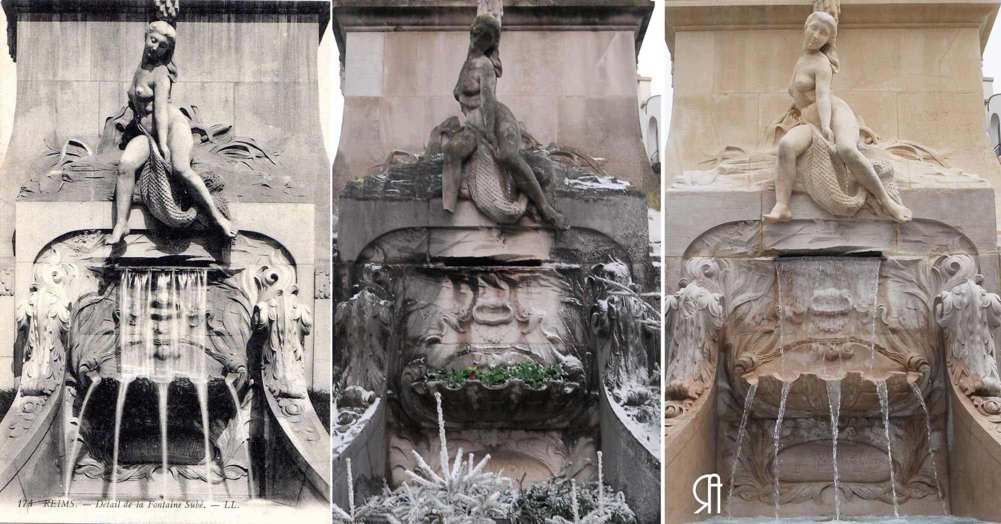 Fontaine Subé à 3 époques, la Marne