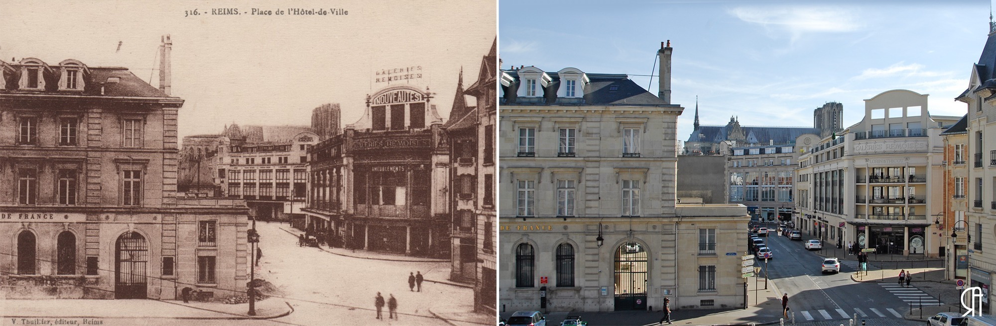 La place de l’Hôtel de Ville prise de la salle des mariages