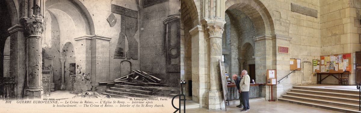 L’intérieur de Saint-Remi après le bombardement