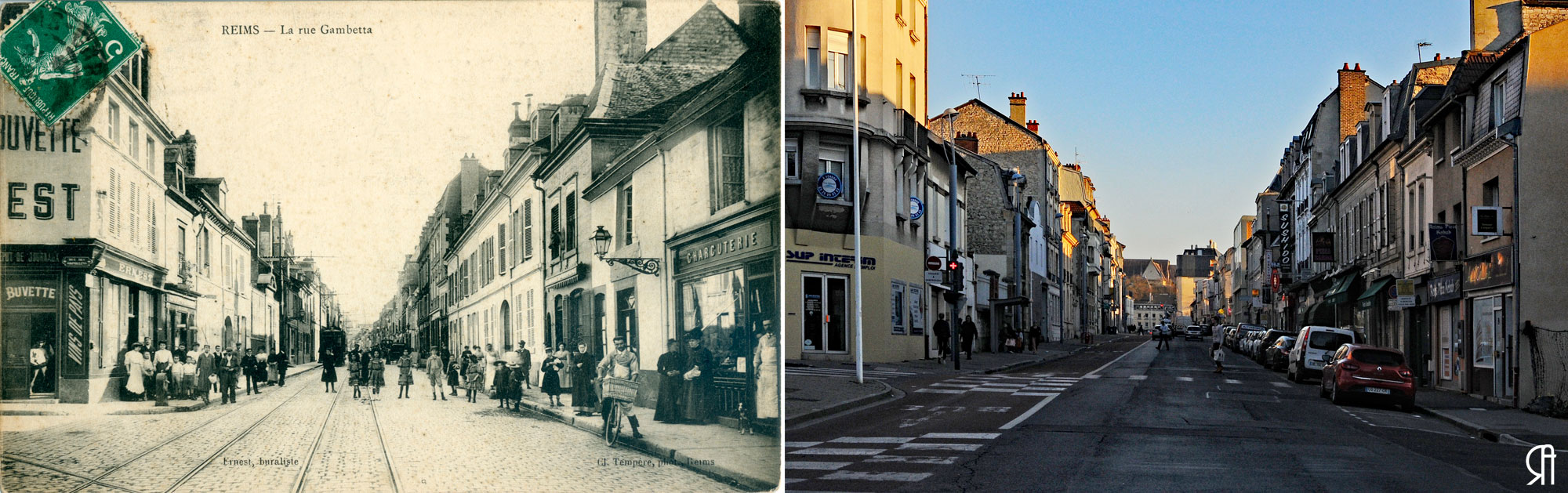 Rue Gambetta, à gauche, rue des Orphelins