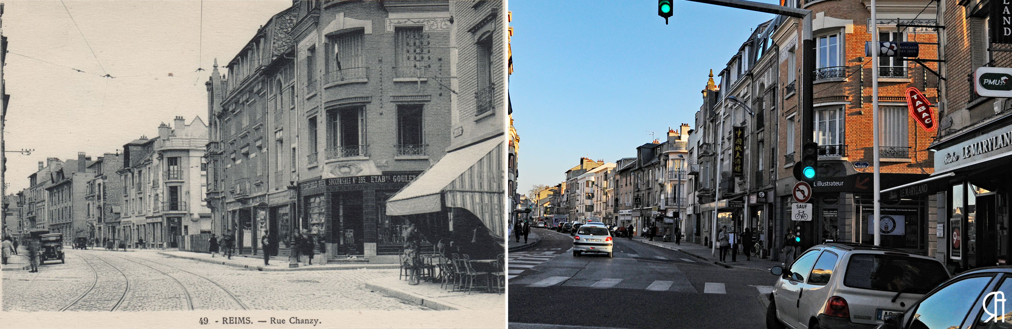 Rue Chanzy, à droite, la rue Hincmar