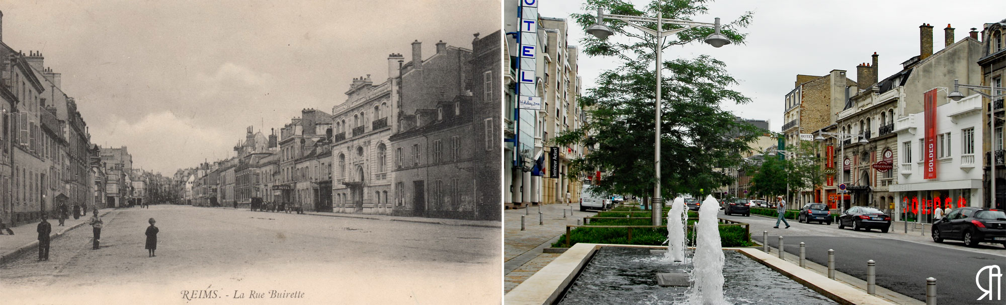 La rue Buirette avant la fontaine Subé