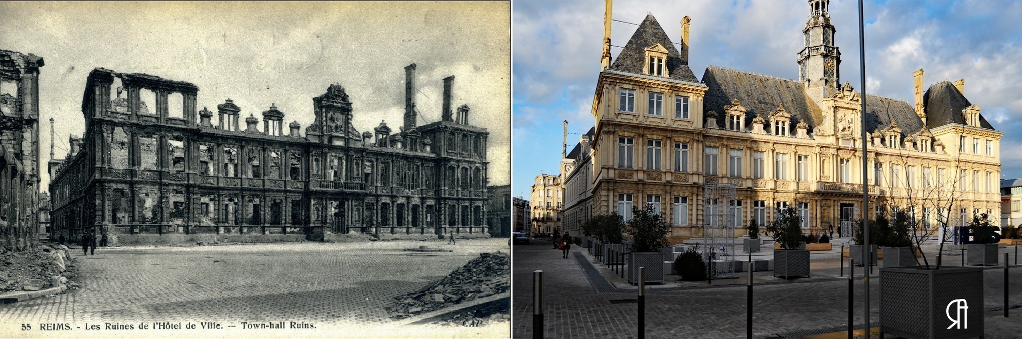 L’Hôtel de Ville avant, puis après la Grande Guerre