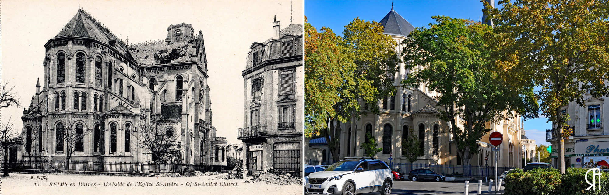 l’abside de l’église Saint-André après la Grande Guerre