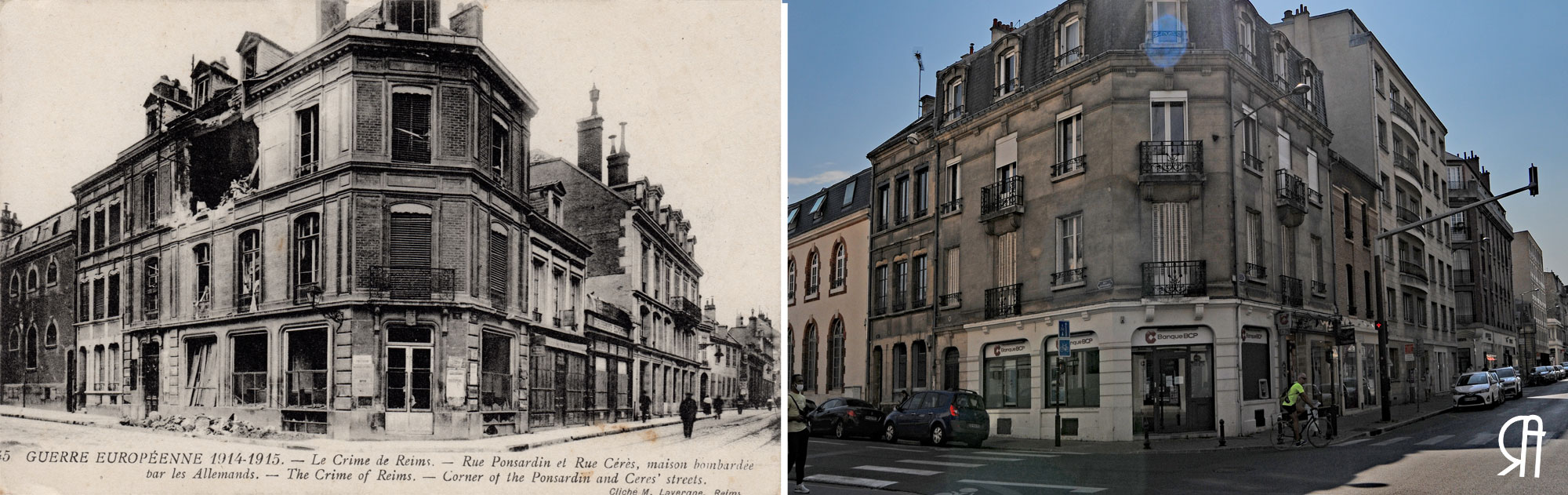 Angle de la rue Cérès et de la rue Ponsardin en 1914-15