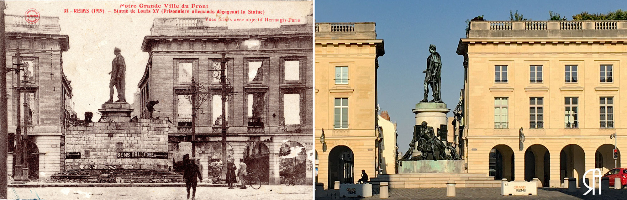 La statue de Louis XV en 1919