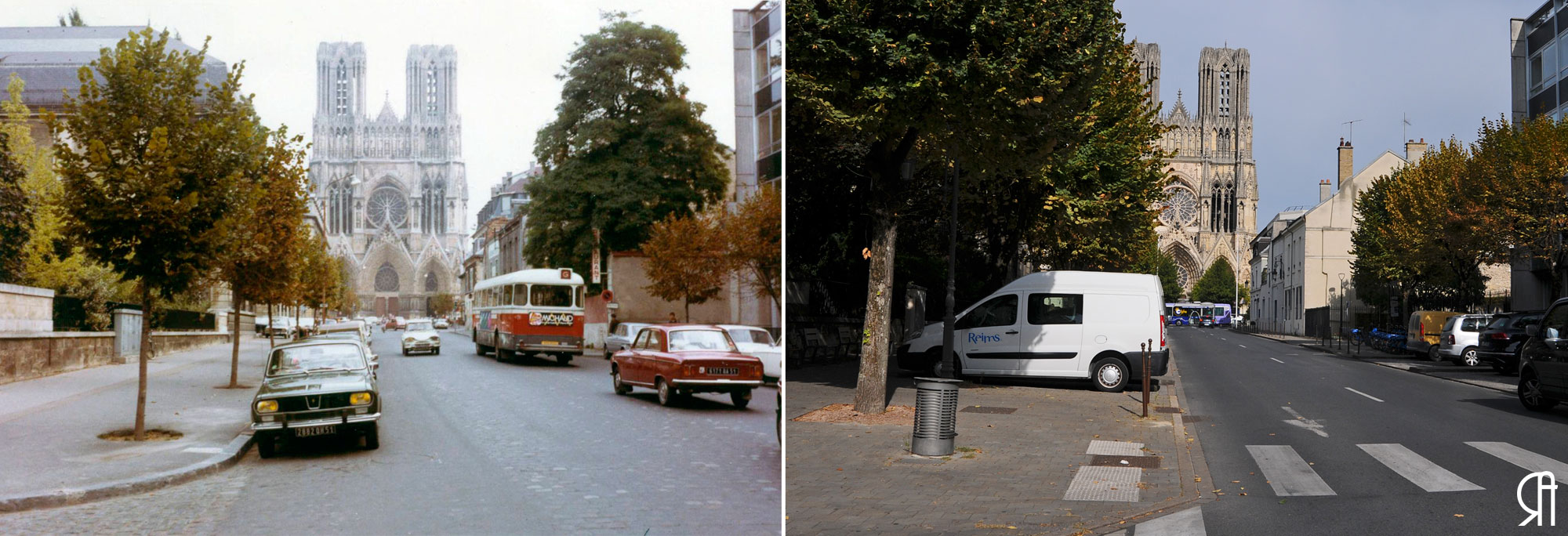 1973 : la rue Libergier et la cathédrale