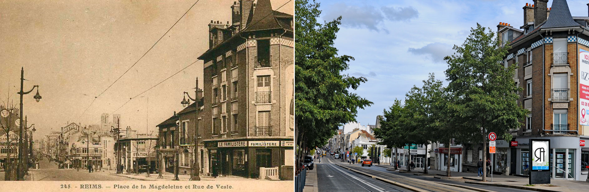 Place de la Magdelaine et la rue de Vesle (actuelle place Stalingrad)