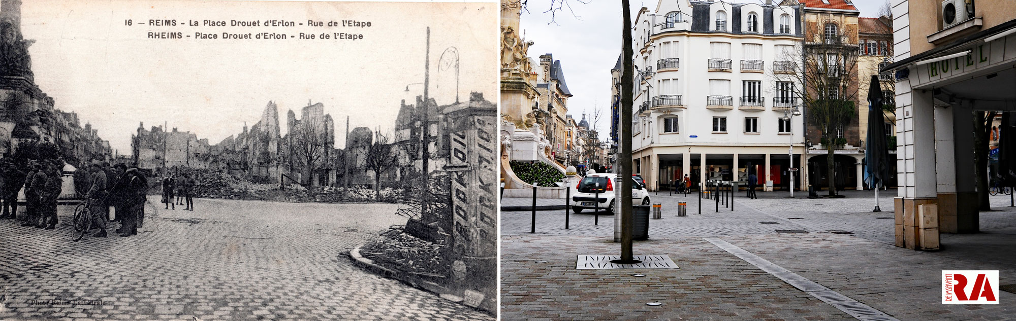 La place Drouet d’Erlon et la rue de l’Étape