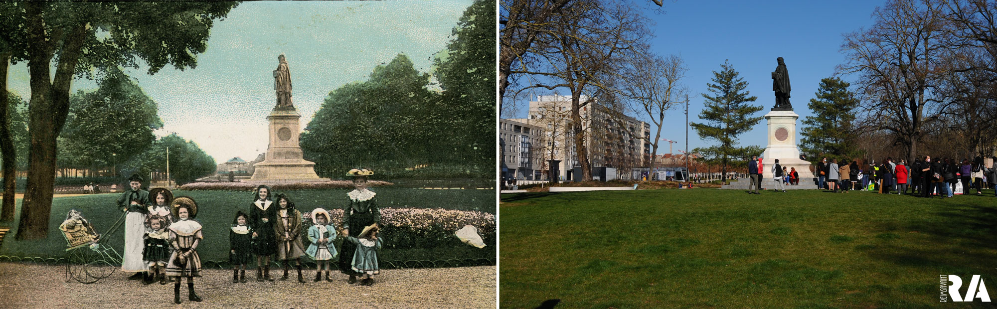 Le square Colbert et les enfants du début du XXe siècle