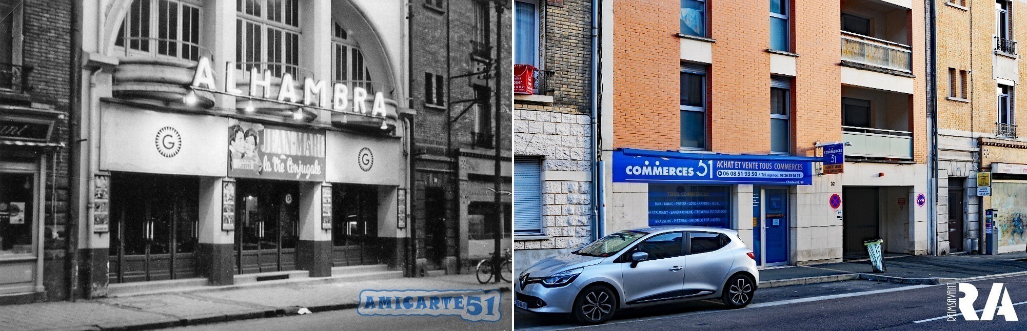 Le cinéma Alhambra, rue Émile Zola