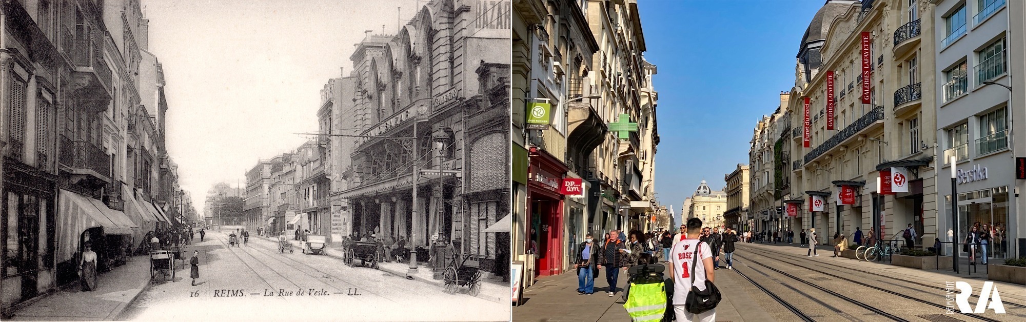 La rue de Vesle et le Grand Bazar