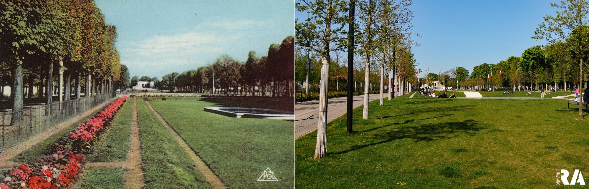 Les Hautes promenades, au fond, le monument aux morts