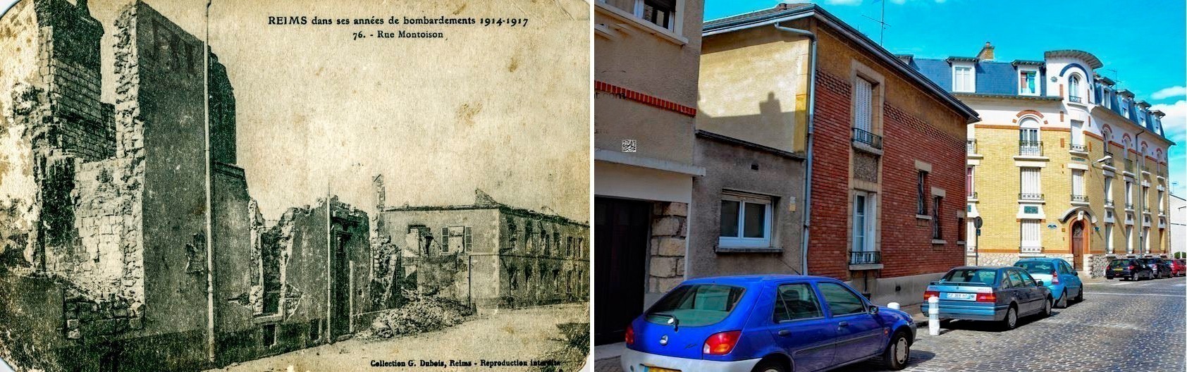 Archives de ReimsAvant : croisement des rues de Montoison et de l’Isle.