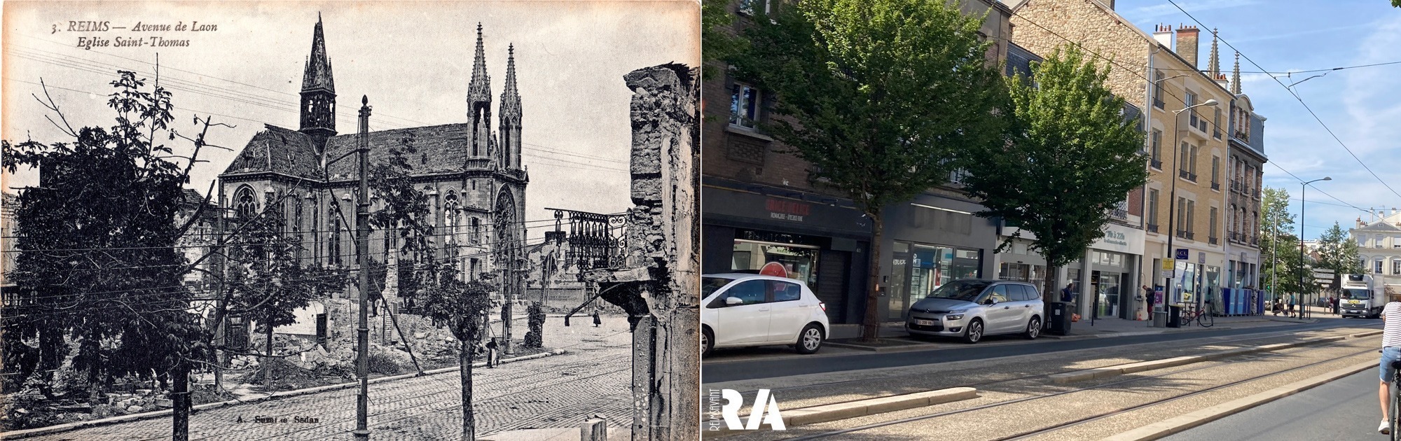 L’église Saint-Thomas et l’avenue de Laon