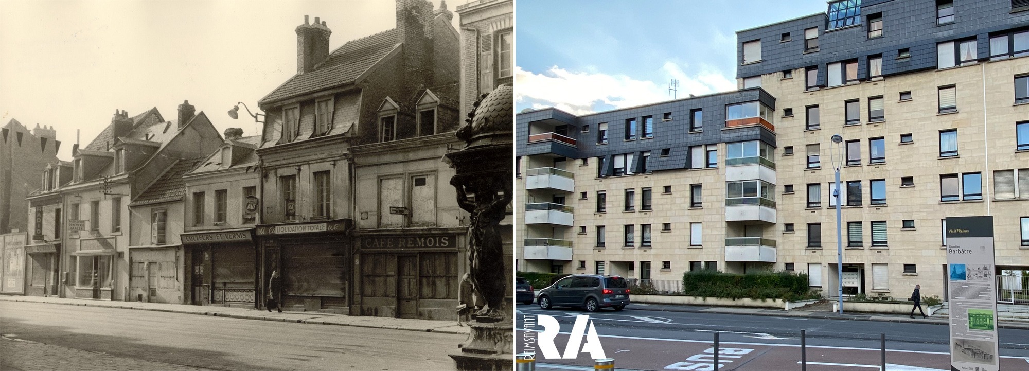 La rue Gambetta vers 1960 et de nos jours
