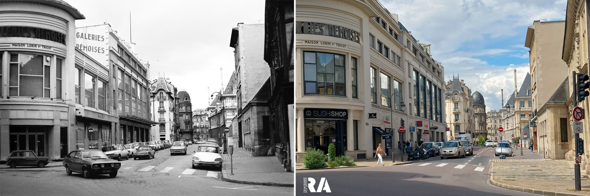 Les Galeries Rémoises à l’angle de la rue du Docteur Jacquin et de la rue de l’Arbalète