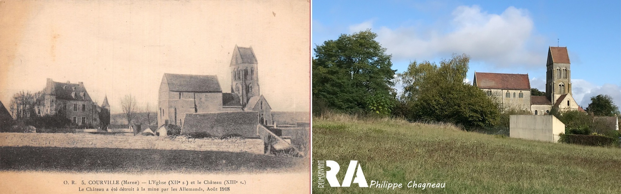 L’église et le château de Courville