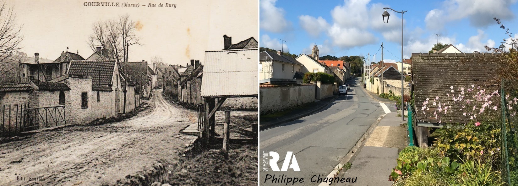 Arrivée sur Courville par la rue de Bury