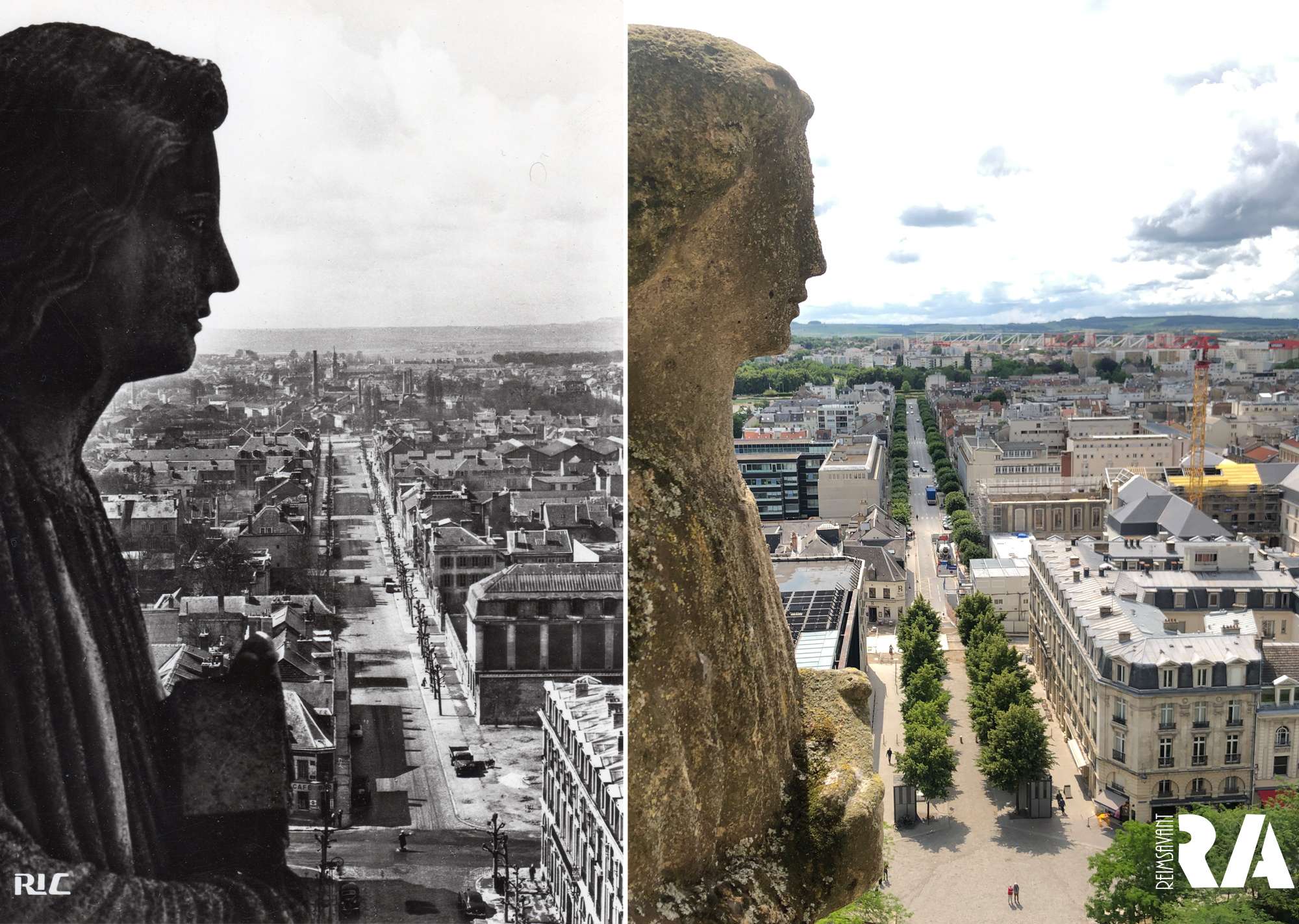 La rue Libergier depuis les tours de la Cathédrale
