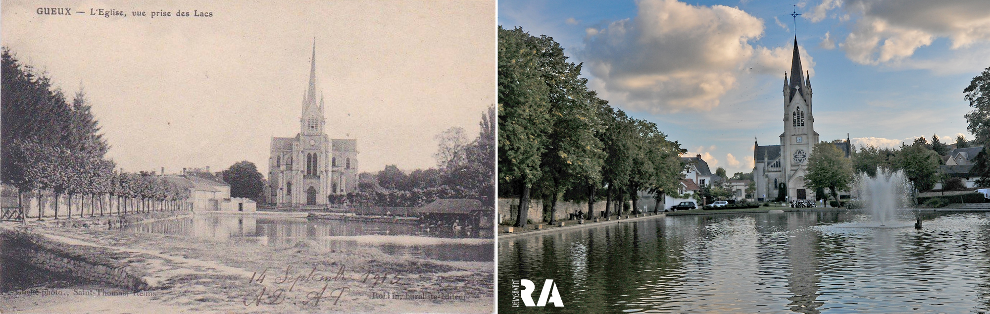 Gueux, le lac et l’église