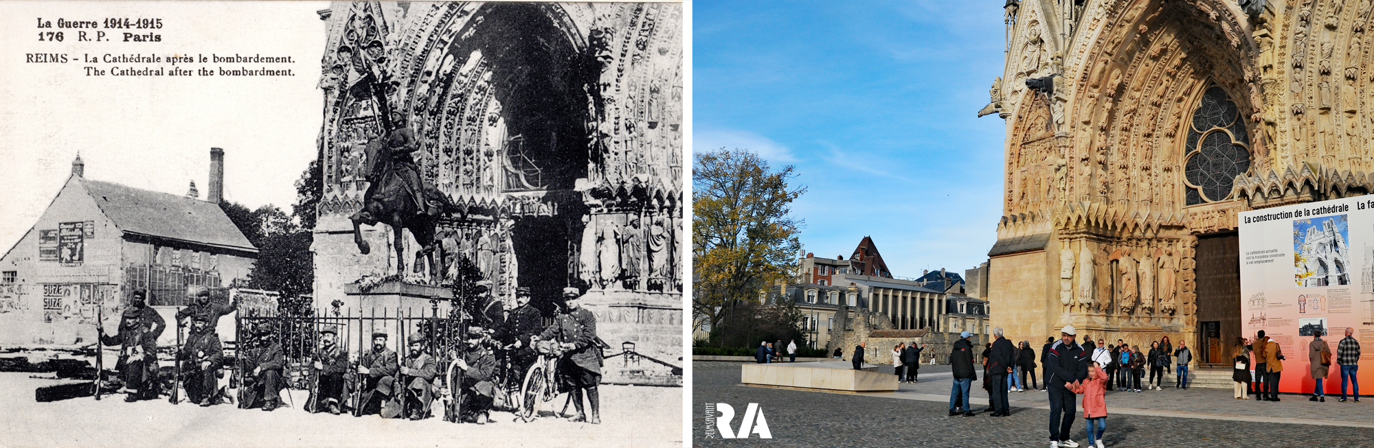Les soldats posent après le bombardement de 1914-1915