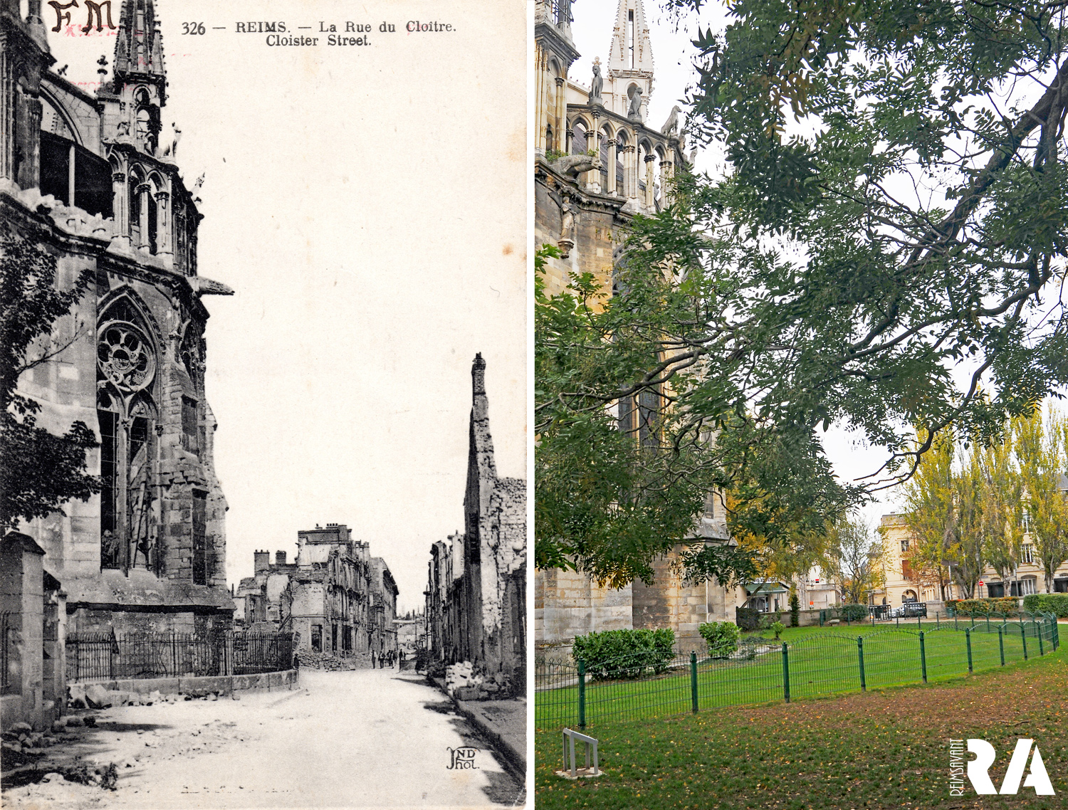 Le jardin Henri Deneux et la rue du Cloître